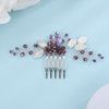JWICOS Purple Wedding Hair Comb Clip Leaf Hair Comb for Bride Handmade Wedding Purple Crystal Side Comb for Women Party Special Occassion