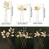 8PCS Gold Leaf Wedding Hair Pins Bridal Headpiece with Pearls Crystal Wedding Hair Styling Pins Vintage Hair Accessories for Brides Bridesmaids and Flower Girls(Elegant)