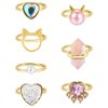 NEWITIN 7 Pieces Cute Rings for Girls Crystal Ring Girl Pretend Play Rings and Dress up Rings Adjustable Rings Kids Jewelry Little Girls Gift for Girls Kids