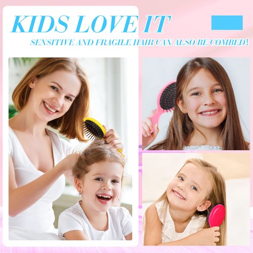 Epakh Hair Brush 6 Pack Mini Wet Travel Detangling Brushes Kids Detangler Hair Brushes Soft Bristle Hair Brush for Women Curly Hair Classic Colors