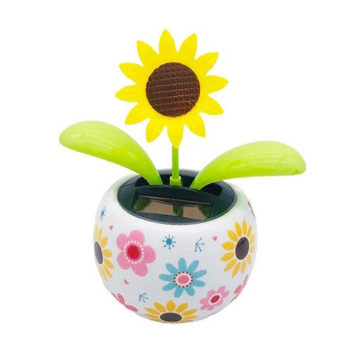 YDEROD Solar Powered Swinging Dancer Bobblehead Toy in Colorful Pot, Fun Solar Dancing Flower Decoration for Car Dashboard, Office Desk, or Windowsill Decor (Sunflower)