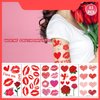 Finduat 83 Pcs Valentine's Day Red Lips Heart Temporary Tattoo Stickers Red Lip Kiss Love Cupid Rose Bouquet Waterproof Fake Tattoos