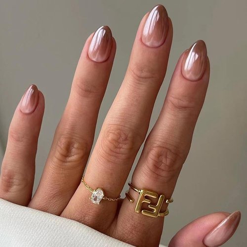 ANDGING Brown Press on Nails Almond Short Ombre Glue on Nails with Gradient Design Fake Nails for Wedding Birthday Women Manicure Acrylic False Nails 24Pcs Gel Stick on Nail with Glue AGJ68OP