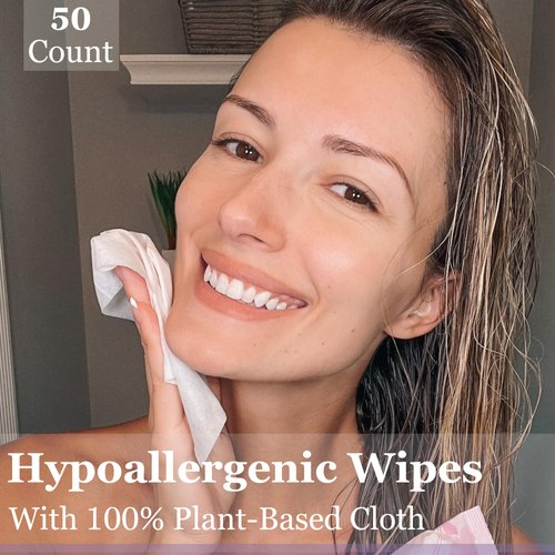 mivida Hypoallergenic Makeup Remover Wipes | 2 Pack of 25 Count | Facial Cleansing Makeup Remover Face Wipes with Hyaluronic Acid | Fragrance Free, Alcohol Free wipes | Total 50 Count