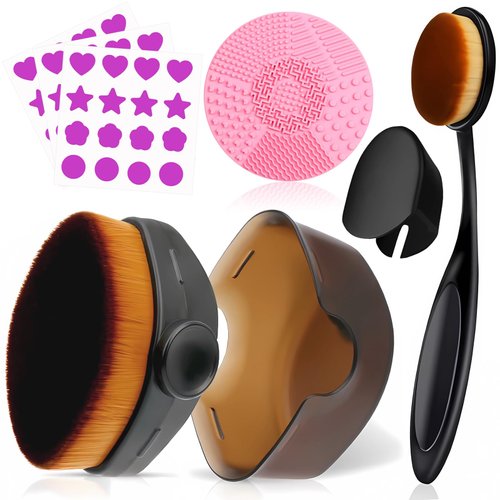 Sunscreen Applicator Kit for Kids - Sunblock Brush Set Includes 1Pcs Face Brush and 1Pcs Body Brush with Protective Cap, 48Pcs UV Stickers for Sunscreen UV Detection and 1Pcs Brush Cleaning Mat(Black)