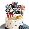 1 PCS Movie Happy Birthday Cake Topper Glitter Roll Camera Video Recorder Popcorn Movie Night Cake Pick for Hollywood Theme Family Film Baby Shower Birthday Party Cake Decorations Supplies Black