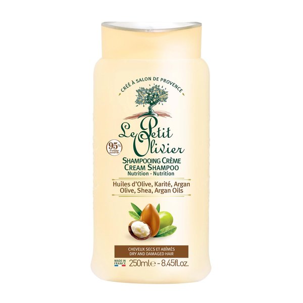 Le Petit Olivier Nutrition Cream Shampoo - Olive, Shea, Argan Oils - Repairs Dry, Damaged Hair - Enriched With Natural Origin Ingredients - Free Of Silicone - 8.45 oz