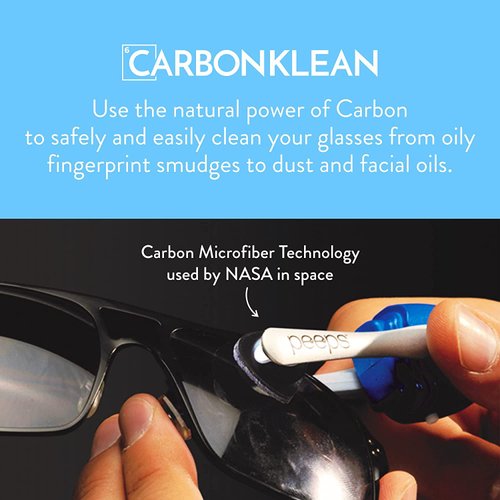 Peeps CarbonKlean Glasses Cleaner - for Eyeglasses, Reading Glasses, and More - Lens Cleaner With Carbon Microfiber Tech - Soft Touch Black - 2 Count (Pack of 1)