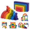 BOZE SUPOD Wooden Toys Rainbow Stacking Blocks-Montessori Toys Building Blocks for Toddler Age3+ Years Old Open Ended Preschool Activity Educational Toy Gifts for Boys Girls-19PCS