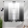 KOUFALL Bathroom Window Curtains for Shower Set of 2 Panels Black and White Sheer Ombre Short Curtains for Kitchen Bedroom Small Windows, 42 x 45 Inch Length