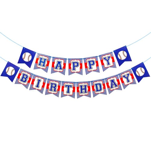 Birthday Banner Baseball Happy Birthday Red Blue Banners Boy Party Decorations Sport Themed Party Baseball Birthday Supplies for Man Women