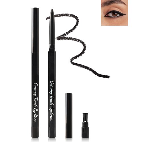 Black Eye Liner Pencils for Older Women,Long Lasting Waterproof Smudge-Proof Gel Eyeliner Pencil,Matte Cream Retractable Smooth Eyeliner Waterline,Built in Sharpener, Delineador De Ojos Contra El Agua