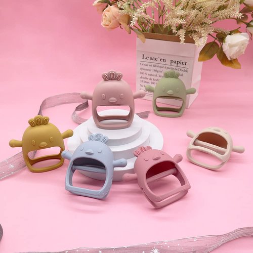 Teething Toys for Babies 0-6 months BPA Free, Never Drop Teether Baby Chew Toys for Teething Relief, Silicone Teether Pacifier Baby Teething Toys Newborn 0-3 Months for Sucking Needs, Infant Toys-Pink