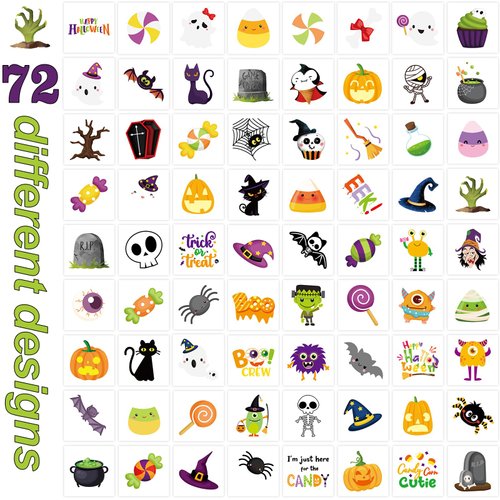 Halloween Tattoos for Kids 144 Pcs Halloween Temporary Tattoos Bulk Halloween Party Favors Goody Bag Stuffers Halloween Party Supplies