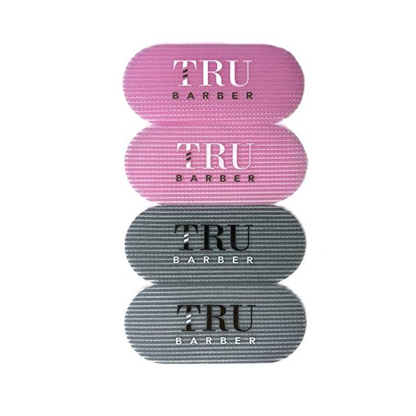 TRU BARBER HAIR GRIPPERS ® 2 COLORS BUNDLE PACK 4 PCS for Men and Women - Salon and Barber, Hair Clips for Styling, Hair holder Grips (Gray/Pink).