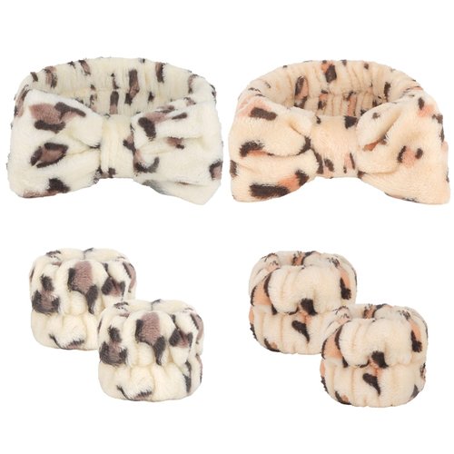 ACO-UINT 6Pcs Spa Headbands and Wrist Washbands Set, Headbands for Washing Face Towel Wristbands Make Up Headbands, Skincare Headbands Absorbent Wrist Sweatbands