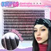 Lash Clusters 330Pcs Cluster Eyelash Extensions 40D Individual Lashes Fluffy D Curl Lash Clusters Extension DIY Wispy Volume False Eyelashes Clusters