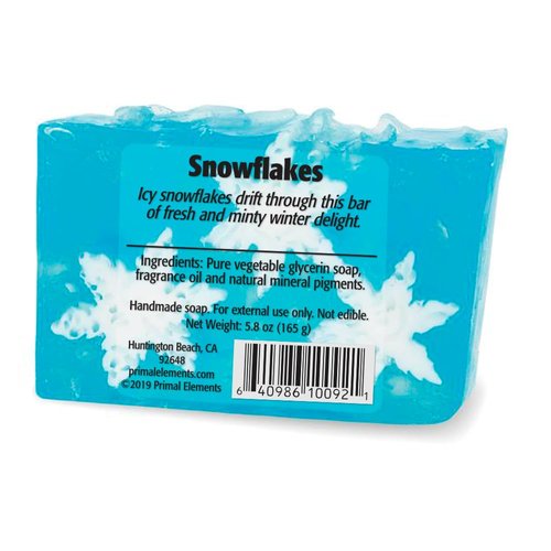 Primal Elements Glycerin Christmas Bar Soap | Helps All Skin Types, Sensitive, Oily & Dry Skin | NO PARABENS, VEGAN, GLUTEN FREE, 100% VEGETABLE BASE - (Snowflakes)