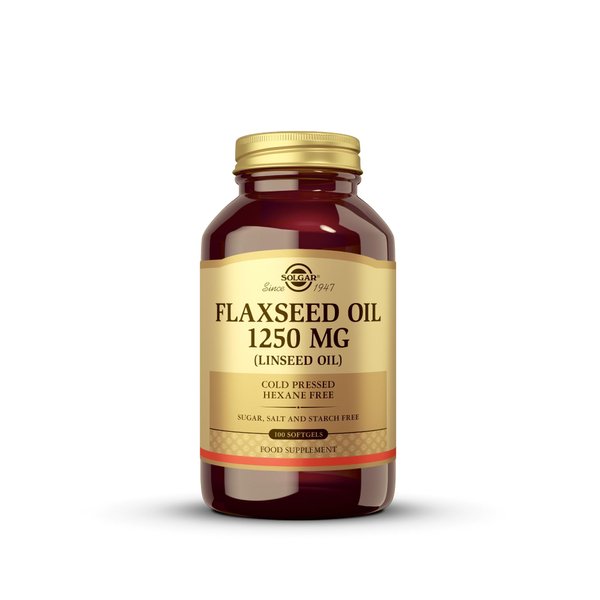 Solgar Flaxseed Oil 1250 mg, 100 Softgels - Organic, Cold-Pressed Omega 3 Essential Fatty Acids - Supports Heart, Immune & Skin Health - Non-GMO, Gluten Free, Dairy Free - 50 Servings
