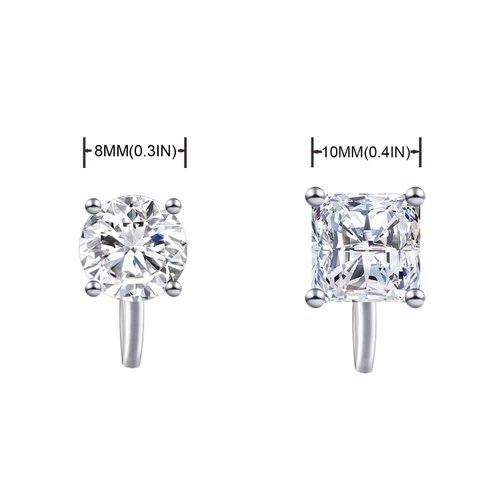 YOQUCOL 2 Pairs Clip On Earrings 8MM Cubic Zirconia Crystal Non Pierced Clip On Stud Earrings For Women Girls
