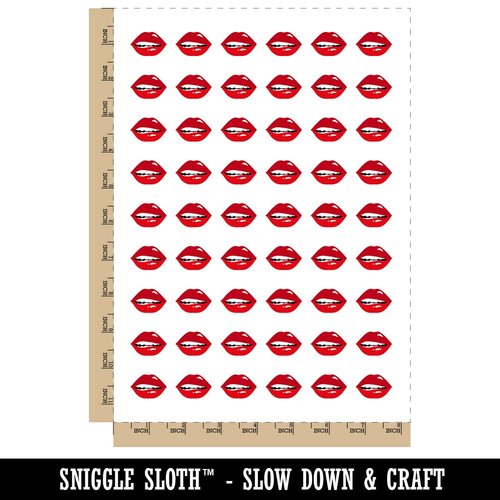 Juicy Red Lips Mouth Temporary Tattoo Water Resistant Fake Body Art Set Collection - 54 1" Tattoos (1 Sheet)