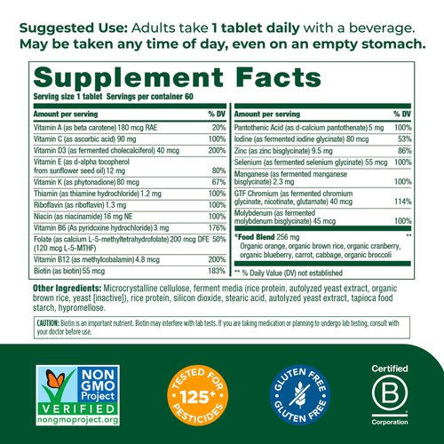 MegaFood Women's 55+ One Daily Multivitamin for Women with Vitamin A, Vitamin C, Vitamin D3 & Vitamin E for optimal aging support - Plus Real Food - Immune Support Supplement - Vegetarian - 60 Tabs