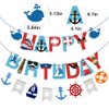 77Pcs Nautical Party Supplies for Boys Nautical Party Decorations Nautical Happy Birthday Banner Cupcake Toppers Balloons for Kids Girls Baby Shower Nautical Theme Birthday Party Decoration Supplies