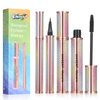 4D Silk Fiber Lash Mascara Liquid Eyeliner Set Waterproof Black Long Lasting Lengthening Thickening Eyelashes Smudge- proof 4D Mascara