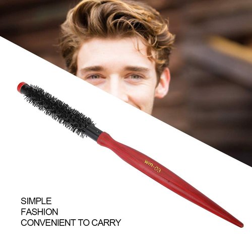 Small Mini Ultra Thin Aluminum Tube Nylon Bristles Styling Brush for Short Hair, Bangs, Beard, Lifting, and Curling (Number 3)