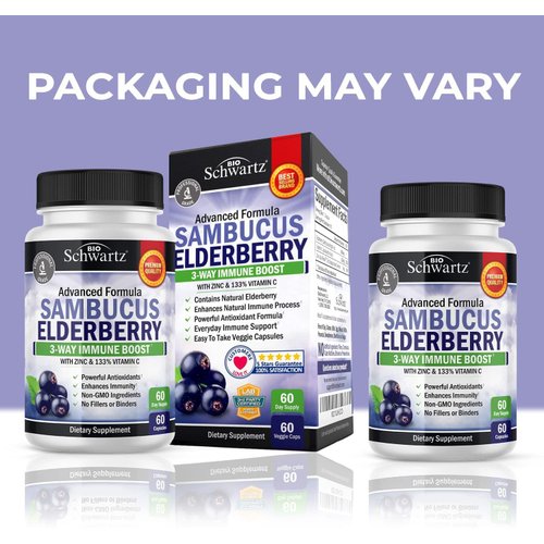 Elderberry with Zinc and Vitamin C for Adults - Immune Support Vitamins for Women and Men Natural Elderberries Black Sambucus Capsules - Immune Defense Multiminerals Supplement, Gluten-Free, 60 Ct