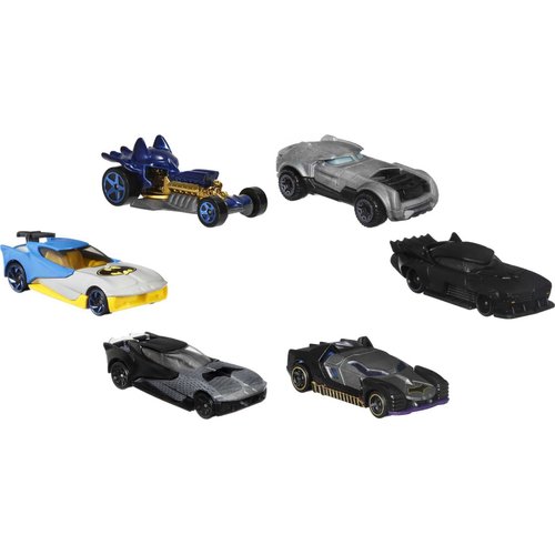 Hot Wheels Toy Cars 6-Pack, Set of 6 Batman Character Vehicles in 1:64 Scale, Inspired by Various Batman Characters (Styles May Vary)