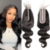 Czrleaty 2x6 HD Lace Closure Brazilian Body Wave 2x6 Lace Closure with Baby Hair Deep Middle Part 2x6 Closure Remy Human Hair Swiss Kim K Closure Natural Black Color(16")