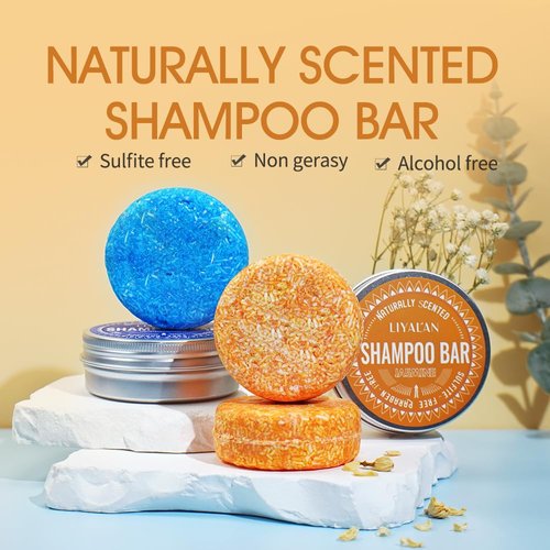 LIYALAN Shampoo Bar for Hair Solid Soap(2 Pack) Rosemary and Jasmine Shampoo Bar,Deep Cleansing Hair Shampoo for Fine & Oily Hair