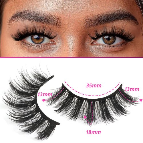 Veleasha Lashes 3D Faux Mink Lashes Fluffy False Eyelashes Natural Look 14 Pairs Lashes Pack Luxury Wispy Fake Eyelashes (3D07)