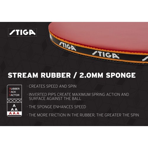 STIGA Torch Ping Pong Paddle - 5-Ply Ultra-Light Blade - 2mm Tournament-Approved Sponge - Flared Handle for Enhanced Control - Competitive Table Tennis Racket for Family Fun