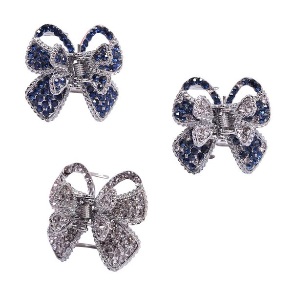 Ruihfas 3Pcs Retro Crystal Rhinestone Butterfly Bangs Clip Bow Hair Claw Gripper for Girls Women 0.78×1.38 inch