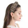 QIANXUAN Knotted Turban Headbands For Women Knit Hair Bands For Women's Hair Top Knot Headband Plaid Elegant Twill Hair Accessories Fashion Brown Hairband For Girls