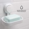 LEVERLOC Soap Dish Holder for Shower Suction Cup Wall Mounted Self Draining NO-Drilling Removable Bar Soap Sponge Holder for Bathroom Bathtub Kitchen Sink Waterproof Strong Vacuum Suction Adhesion