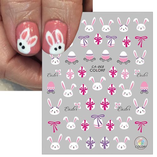 8 Sheets Easter Nail Art Stickers Easter Egg Rabbit Nail Decals 3D Self Adhesive Nail Stickers Easter Egg Cute Bunny Cartoon Nail Designs Easter Nail Art Supplies for Women Girls Manicure Accessories