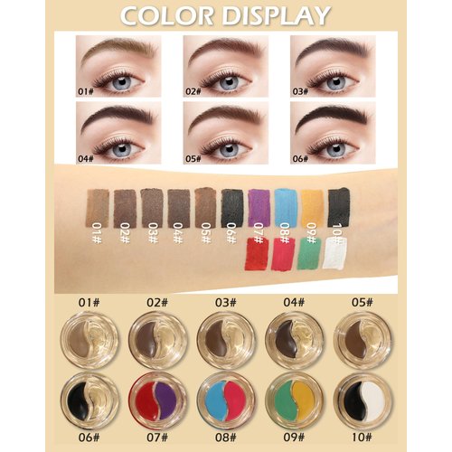 Eyebrow Pomade Brow Gel,2-In-1 dark Brown &Clear Eyebrow Color Wax with Brushes,Long-Lasting Waterproof High Pigment Cream Brow Pencil Pomade,Tinted Brow Gel Eyebrows Shape Filler Makeup for Women-04