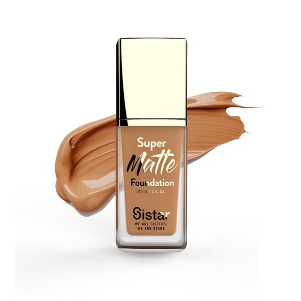 Sistar Super Matte Foundation Perfecting Liquid Foundation Full Coverage Control Shine Weightless Longwearing 30 mL / 1 fl. oz. (Almond)