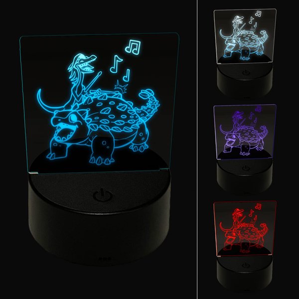 Sniggle Sloth Ankylosaurus Musical Dinosaur Band 3D Illusion LED Night Light Sign Nightstand Desk Lamp