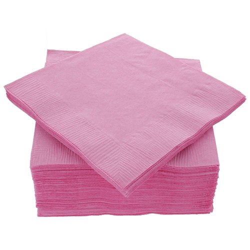 Amcrate Big Party Pack 100 Count Pink Beverage Napkins - Ideal for Wedding, Party, Birthday, Dinner, Lunch, Cocktails. (5” x 5”)