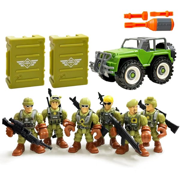 MQSTARSRISE Army Men Soldiers Toy Set, Army Men with Weapons Military Playset with 2 Cases 1Truck 1Screwdriver,Birthday Gift for Toddler Boys