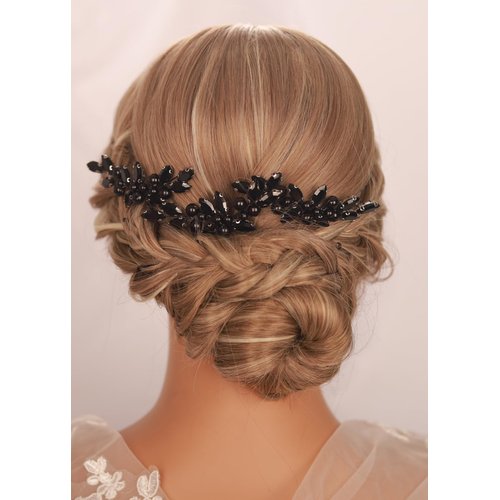 Kercisbeauty 3pcs Dainty Black Rhinestones Beads Hair Pins Wedding Bridal Black Hair Jewelry Women Girls Prom Haloween Party Hairpiece