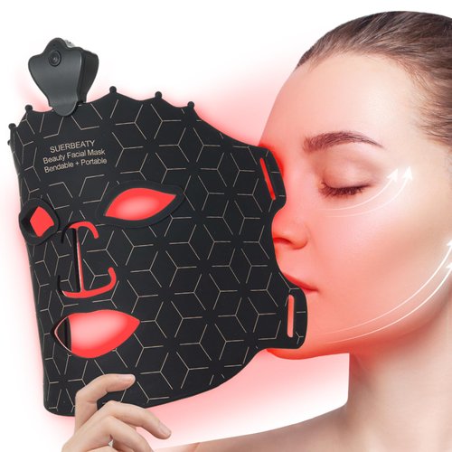 SUERBEATY Red Light Mask for Face, 7 Colors Red Light Mask, Face Mask Skincare at Home, Wireless Device, Skin Treatment Mask for Women, Men, Elderly