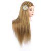 MEDO 26 Inch Makeup Mannequin Head Long Straight Hair Dresser & Practice Long Training Head Brown Synthetic Hair with 50% Real Hair Braiding Manikin Head Doll Cosmetology Head And Clamp(Makeup on, 27)
