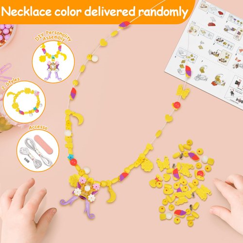 Building Jewelry Craft Toys for Girls DIY Making Kit Princess Building blocks Stem Educational Toys Dress Up Girl Toys for 5 6 7 8 9 Year Old 6-8 8-10 Birthday Gift Idea Party Favor Crown Wand