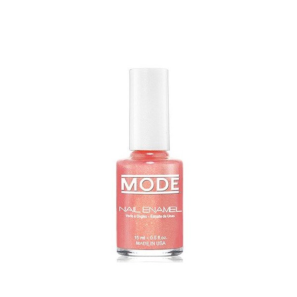 MODE Apricot Peach Pink Shimmery Frosty Gold Pearl Nail Enamel Shade #115 - Long Wear, High Gloss, Chip Resistant, Cruelty Free, Vegan Salon Nail Polish Made in Beautiful USA, 0.50 fl oz