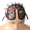 BTWTRY U Part Wig Cap with Lace for Wigs Making with Adjustable Strap Middle Part Medium Size Black Weaving Wig Cap for Women and Girls DIY Wigs (1 Pc, 0051)